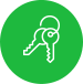 Icone représentant des clefs dans un cercle